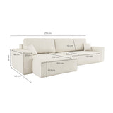 LOUNGITUDE Canapé Farah d'angle Max réversible et Convertible 5 Places en Tissu Bouclette