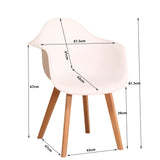 GrandCA HOME Lot de 4 Chaises de Salle à Manger Fauteuils avec Pieds en Bois, Siège en Polypropylène Premuim, Chaises de Cuisine avec Accoudoir pour Salon, Salon Bureau (4, Blanc)