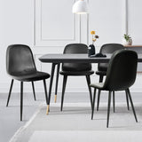 CangLong Faux Leather Dining Back Modern Side Chair for Pub Coffee Home, Set of 4, Black