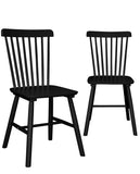 KAYELLES Lot de 2 Chaises à Barreaux Style Windsor Bistrot Vintage en Bois Massif d’Hévéa Mona Noir