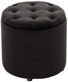 Tabouret Pouf Patin en Velours I Tabouret Coffre avec Espace De Rangement I Pouf Repose-Pieds, Couleur:Noir