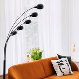 Qazqa sixties - Lampadaire - 5 lumière - H 1980 mm - Noir et Or - Design - éclairage intérieur - Salon I Chambre
