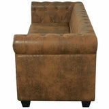Homgoday Canapé Chesterfield 3 places en similicuir de luxe et doux pour salon, cadre en bois, facile à nettoyer, marron, 200,5 x 76 x 70 cm