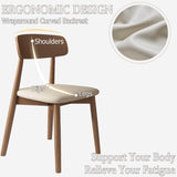 Lot de 4 chaises de salle à manger en bois massif – Assise rembourrée sans accoudoirs pour salle à manger, salon ou coiffeuse – Finition élégante blanche et noyer foncé pour une décoration d'intérieur