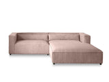 Lisa Design - Canapé d'angle Droit - Ela en Velours Côtelé - Sofa Rose 4 Places - Salon