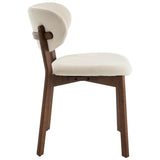 Happy Garden Lot de 2 chaises Aura en Bois foncé et Tissu Boucle Beige, Rembourrage Mousse, Pieds en Acier