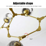 BUniq Lustre Spoutnik E26, 5 lumières, branches de boule de verre, suspension réglable en hauteur, lustre soufflé à la main du milieu du siècle, plafonnier Starburst, finition bronze tra