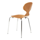 [en.casa] Lot de 4 chaises de Salle à Manger Empilables avec Siège Confortable Construction Robuste Capacité 150 kg Salon Bureau Coque Contreplaqué de Bouleau Métal 80 x 47 x 48 cm Effet Noyer Chrome