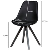 FineBuy Chaise de Salle à Manger Noir Lot de 2 Plastique/Similicuir Design Rétro | Chaise Cuisine avec Dossier et Jambes Noires | Chaise rembourrée Capacité de Charge maximale 110 kg
