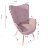 FURNISH1 Fauteuil Salon, Surface de siège en Tissu Rose, Dossier Confortable, Jambes de Tabouret en Bois Massif.