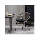 Tousmesmeubles Fauteuil Arrondi Rotin Gris/Métal - MAÏNA - L 71 x l 61 x H 87 cm - Neuf
