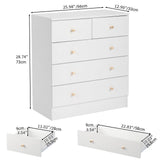 LEADZM Commode Blanche à 5 tiroirs, Meuble Rangement, Commode Chambre, Armoire à tiroirs 66 x 33 x 76cm