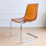 Chaise de salle à manger transparente, chaise de cuisine moderne avec siège transparent, chaises d'appoint d'appoint en acrylique avec cadre en acier chromé pour salle à manger, salon