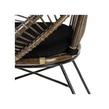 Tousmesmeubles Fauteuil Arrondi Rotin Gris/Métal - MAÏNA - L 71 x l 61 x H 87 cm - Neuf
