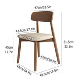 Lot de 4 chaises de salle à manger en bois massif – Assise rembourrée sans accoudoirs pour salle à manger, salon ou coiffeuse – Finition élégante blanche et noyer foncé pour une décoration d'intérieur