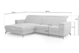 CAVADORE Canapé d'angle Bounce Aspect Cuir Vintage/Canapé d'angle avec Chaise Longue + Pieds Métal Noir Mat / 290x88x178 / Microfibre Marron Selle