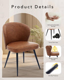 6XPCS Chaises de salle à manger en cuir PU , chaises de salle à manger et de cuisine modernes, capacité de charge de 150KG Chaises d'appoint tapissées avec pieds en acier-MARRON (2, marron, Moyen)