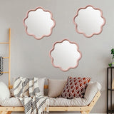 CHAOHAOKE Miroir mural rond ondulé de 25 cm, cadre en plastique blanc/rose