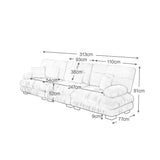 EURHCIO Canapé 3 Places en Chenille,Canapé Modulable avec Coussin et Accoudoirs Rembourrés Circulaires,pour Salon,Bureau et Home Cinéma (Rose)