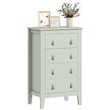 HOMCOM Bedroom Chest of Drawers, Modern 4 Drawer Dresser Cabinet with PU Leather Handles and Metal Runners for Living Room, Hallway, Entryway, Green (Commode Moderne à 4 tiroirs avec poignées en Cuir