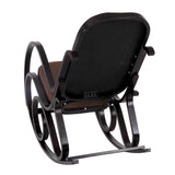 Mendler Rocking-Chair, Fauteuil à Bascule M41 - Imitation Noyer, Tissu Marron