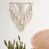 BMIDRUT Tapisserie macramé en coton tissé à la main avec pompons, décoration artisanale, chambre à coucher, salon, appartement, 45 x 75 cm