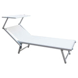 Rebecca Mobili Chaise Longue, Lit De Soleil avec Baldaquin, Blanc, Aluminium PVC Polyester, Jardin Mer - Dimensions 38x186x61 (HxLxP) - Art. RE6567