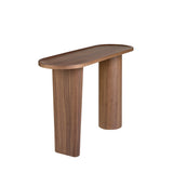 Ángel Cerdá- Console Ovale Demi-Pointe - Bois Plaqué Noyer Naturel - Design Moderne et Élégant - Meubles de Salon - Table D'appoint - Meubles de Couloir - Table D'entrée - Ø120 X 40 X 76 cm