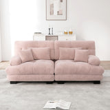 KOMHTOM Petit Canapé 2 Places Chenille avec Coussins Confortables, Accoudoir Courbe et Rembourré - Canapé Modulable Moderne (Rose)