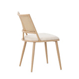 Merax Lot de 4 Chaises de Salle à Manger, Chaises de Cuisine avec Siège en Polyuréthane et Dossier en Rotin, Chaise Rembourrée pour Salle à Manger, Salon et Chambre à Coucher, Pieds en Métal, Beige
