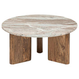 Atmosphera Créateur d'Intérieur - Table Basse Coppa en Marbre et Manguier - Table d'Appoint pour Chambre, Salon, Bureau - D92cm