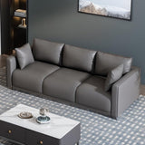 KIBONCY 3-Seater Modern Sofa, Soft Leather Upholstered Couch with Detachable Pillows, Low-Saturation Color with Integrated Armrests, Easy-to-Clean(E,200cm)