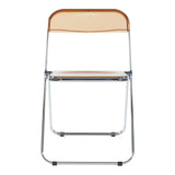 [en.casa] Lot de 2 Chaises Pliantes Ensemble de 2 Sièges de Salle à Manger Set de 2 Chaises pour Invités Cuisine Bureau Acier Chromé Polycarbonate 74 x 46 x 47 cm Orange Transparent