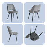 GrandCA HOME Lot de 4 Chaises de Salle à Manger Modernes, Dossier Creux en Velours Côtelé, Rembourrées, pour Salle à Manger, Cuisine, Salon et Chambre (Gris)