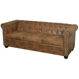 Homgoday Canapé Chesterfield 3 places en similicuir de luxe et doux pour salon, cadre en bois, facile à nettoyer, marron, 200,5 x 76 x 70 cm