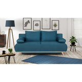 HOMIFAB Canapé Convertible 3 Places avec Coffre de Rangement en Tissu Bleu Canard - Laria