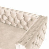 INTENSE DECO Canapé 3 Places Edward Velours Beige Pieds doré