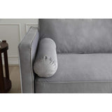 CONCEPT USINE - Canapé Nalha Gris Clair en Velours 3 Places - Revêtement en Velours 100% Polyester - avec Accoudoirs - 2 Longs Coussins Ronds Déhoussables - Largeur 199 cm - Résistant, Design Élégant
