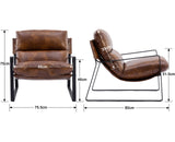 Wahson Fauteuil de Salon Confortable en Similicuir, Chaise Relaxant avec Siège Épais, Fauteuil Lounge de Structure Métal, Chaise Loisirs pour Salon et Chambre, Marron
