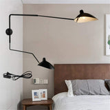 AKBOY Bras Long Applique Murale Vintage Industrielle Spots Muraux avec Interrupteur Tête Réglable Rotatif E27*2 Lampe Murale Intérieur Eclairage Mural Métal Éclairage De Chambre À Coucher,180 * 118cm