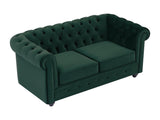 Vente-unique - Canapé 2 Places en Velours Vert Chesterfield