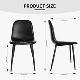 CangLong Faux Leather Dining Back Modern Side Chair for Pub Coffee Home, Set of 4, Black