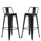 FDW Lot de 2 tabourets de Bar empilables en métal à Hauteur réglable de 76,2 cm, chaises de Cuisine, de terrasse, de Salle à Manger, tabourets de Bar Style Tolix, Noir