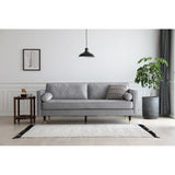 CONCEPT USINE - Canapé Nalha Gris Clair en Velours 3 Places - Revêtement en Velours 100% Polyester - avec Accoudoirs - 2 Longs Coussins Ronds Déhoussables - Largeur 199 cm - Résistant, Design Élégant