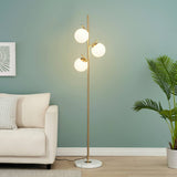 KOSILUM - Lampadaire doré 3 globes blanc - Estrela - Lumière Blanc Chaud Eclairage Salon Chambre Cuisine Couloir - - - G9 - IP20