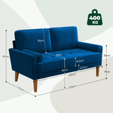 Vesgantti Petit Canapé 2 Places en Velours Bleu 121cm Coussin à Ressorts, Causeuse de Salon Moderne