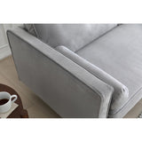 CONCEPT USINE - Canapé Nalha Gris Clair en Velours 3 Places - Revêtement en Velours 100% Polyester - avec Accoudoirs - 2 Longs Coussins Ronds Déhoussables - Largeur 199 cm - Résistant, Design Élégant