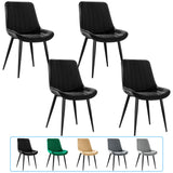 JIJIAN Lot de 4 Chaises de Salle à Manger, Chaises de Cuisine, Chaise tapissée, Chaise de Salon, Design avec Dossier, Assise en Velours avec Pieds Métalliques Noirs, Noir