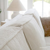 HOMIFAB Canapé d'angle Convertible réversible 5 Places avec Coffre de Rangement en Velours côtelé Beige - Collection Harper, 300 x 84 x 154/101 cm