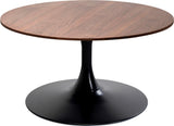 Kare Design Schickeria Table Basse en Noyer, Noir/Marron, diamètre 80 cm, Table d'appoint, Table de Salon, Aspect Bois, Structure en Acier, Ronde, rétro